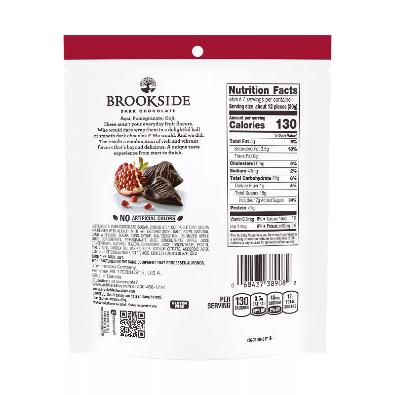 Brookside Dulces de Chocolate Oscuro Sabor Granada 198g