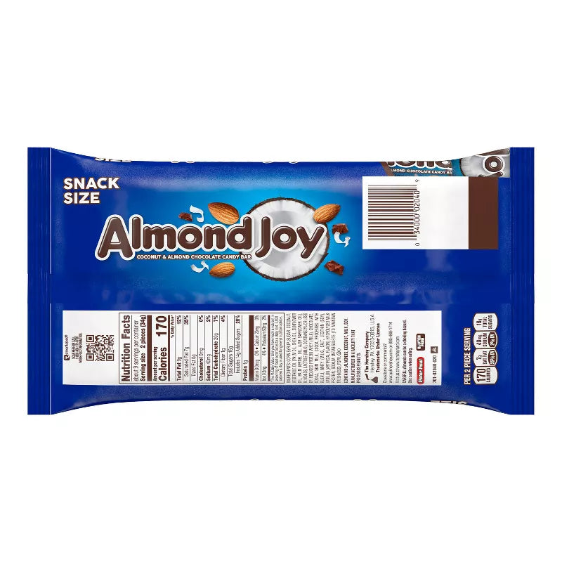 Almond Joy Barras de Chocolate con Coco y Almendra en Tamaño Snack 11.3oz (320grs)