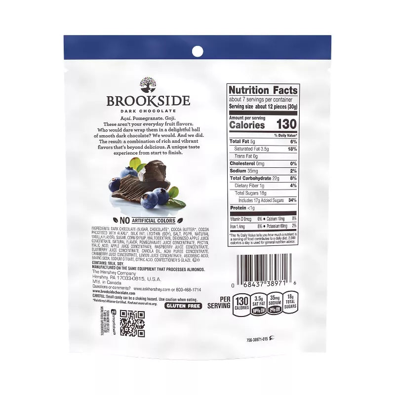 Brookside Dulces de Chocolate Oscuro Sabore de Açaí y Arándano 198g